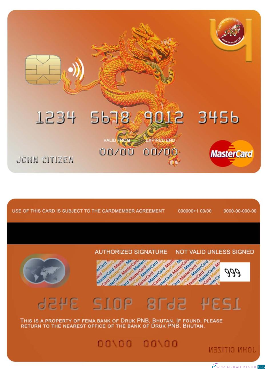 Download Bhutan Druk PNB bank mastercard Photoshop template